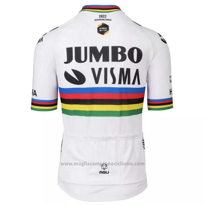 2022 Abbigliamento Ciclismo Jumbo Visma Bianco Manica Corta e Salopette